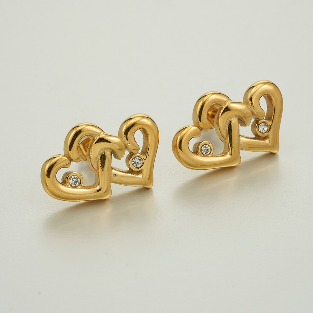 Heart Shape Pattern 1 Pair Simple Style Heart Shape Plating Titanium Steel Ear Studs