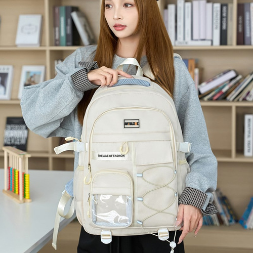 New Double Shoulder Bag for Junior High Students to Reduce Burden and Protect Spine, Student School Bag for Girls, High School, Large Capacity, Ultra-Lightweight, Cross-Border Backpack for Boys