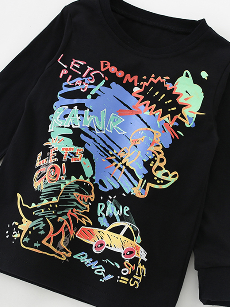 Blusa de niño malwee transfronteriza otoño e invierno nuevo estilo europeo y americano, cuello redondo, manga larga, camiseta para niños de moda