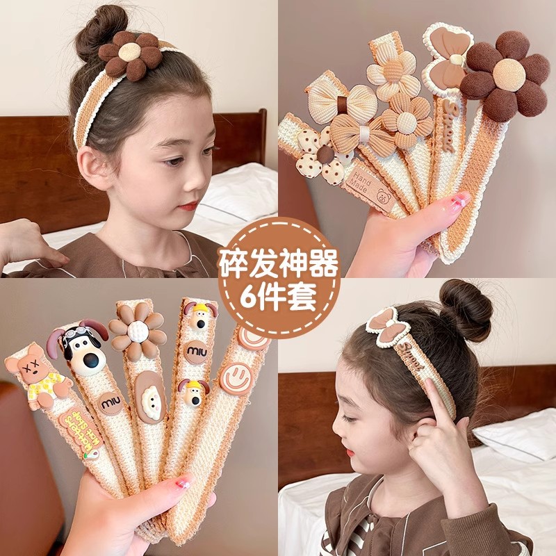 Niños velcro bandas de cabello bandas de cabello para niñas rompieron el artefacto de cabello bandas de cabello para niñas de invierno y otoño tejidas de lana adornamientos para el cabello
