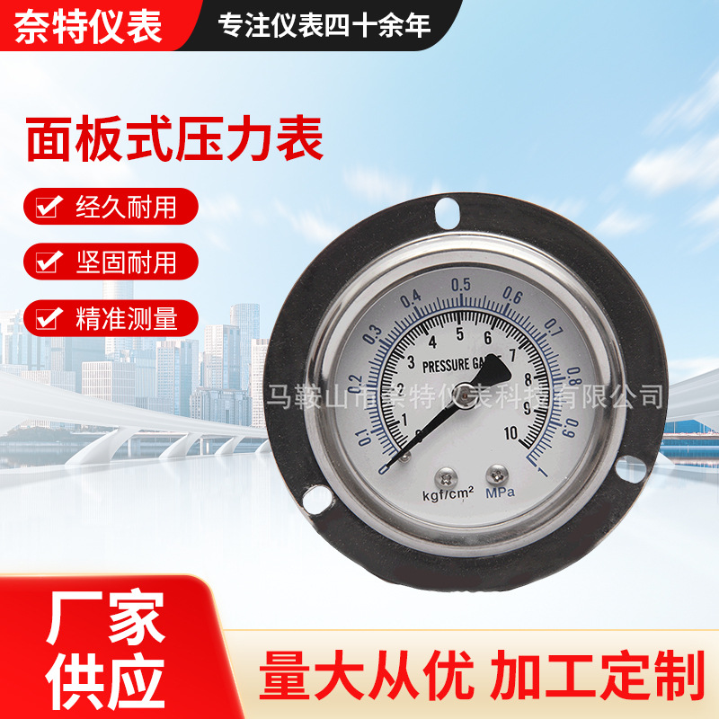 面板式压力表 直径50mm 1mpa 10kg 不带厂名称PT1/4螺纹可以充油