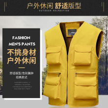 2025新款户外休闲工装多袋钓鱼马甲男摄影背心工作服马夹大码坎肩