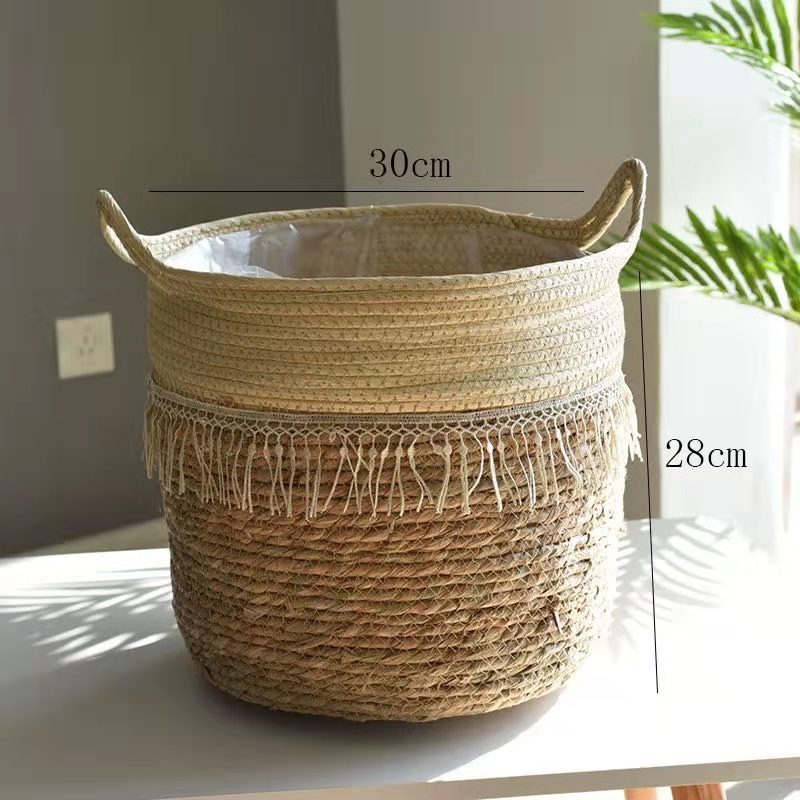 Cesta Decorativa de Hierba Tejida