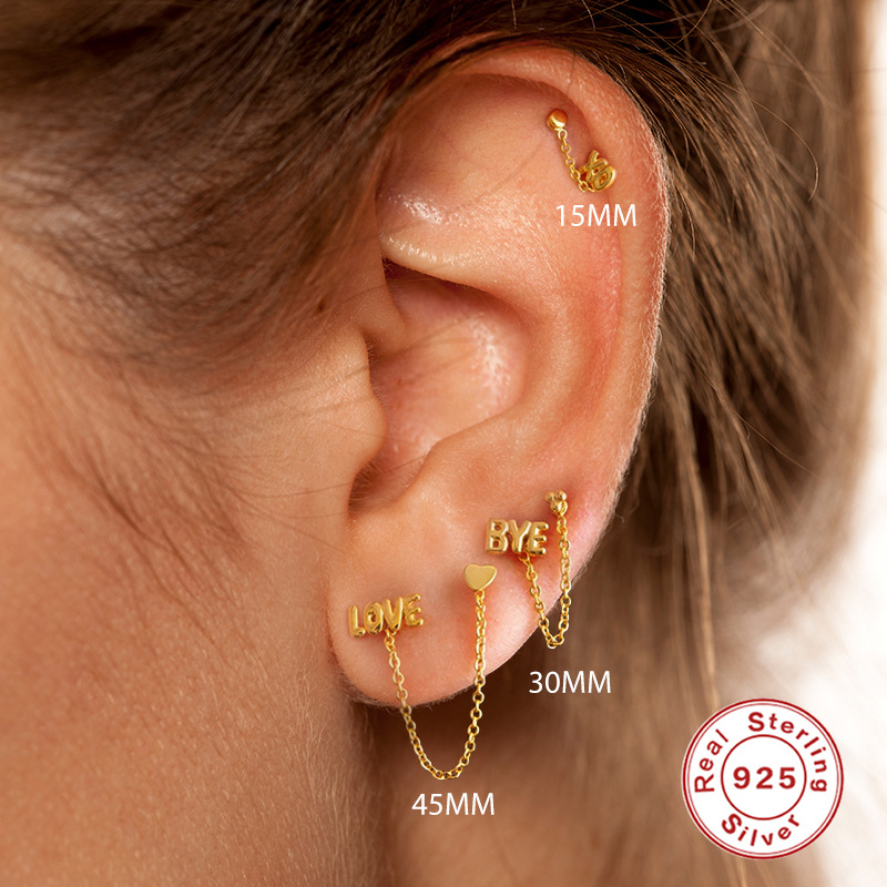 5g Weight 1 Piece 925 Sterling Silver Geometric Ear Studs
