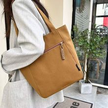 日系新款防水尼龙休闲跨境春夏单肩布包女设计感大容量通勤托特包