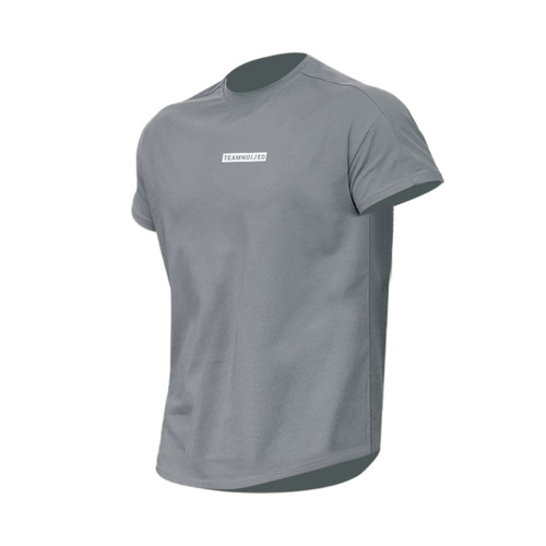 Men's Sporty Short-Sleeve Moisture-Wicking Breathable Elastic T-Shirt with Round Neck, Fitness Outdoor Casual Split Design