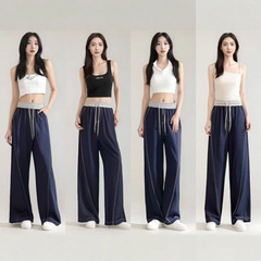 アイスシルク薄型超軽量ワイドレッグパンツ 2025 夏新大きいサイズ新中国風ルーズ痩身カジュアルシミターパンツ