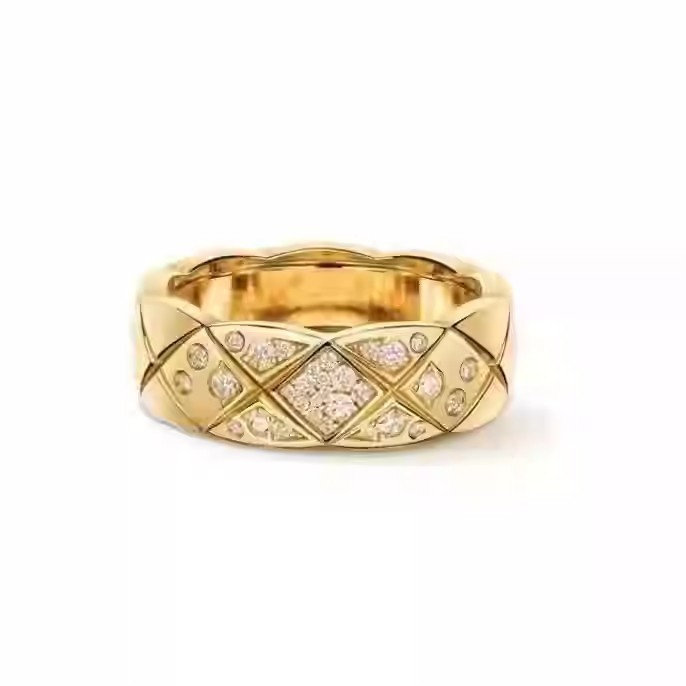 ココ菱形模様リング シルバー18金メッキ ins重ね付け対応 幅広・細めバージョン シャネル風カップルリング ペアリング|undefined