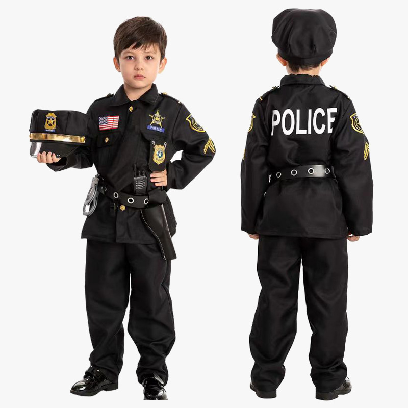 Traje de policía para niños de Halloween Juego de roles Traje de policía para hombres Espectáculo de disfraces de Halloween Disfraz de fiesta