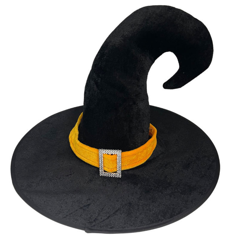 Sombrero de Halloween Sombrero de bruja de Halloween sombrero curvado cinta negra con hebilla de plata sombrero de Carnaval