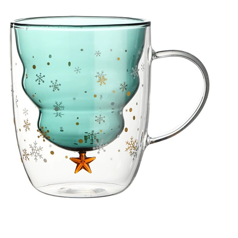Рождественское молоко Кофе Звезда Желание Кубок Двухслойная Изолированная Высокая Бора Стекло Встряхнуть Звук Интернет Знаменитости же Рождественская чашка