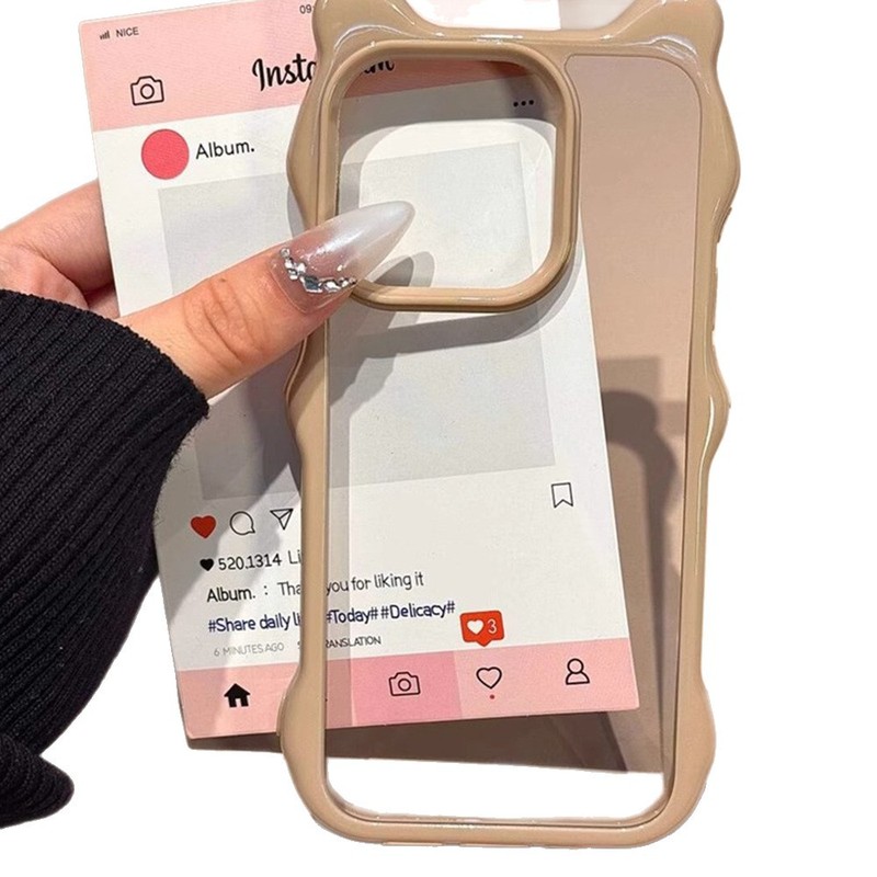 溝付きシンプルカップル猫耳デザイン iPhone16/15/14/13対応 携帯ケース 透明ケース 17Pro 個性派|undefined