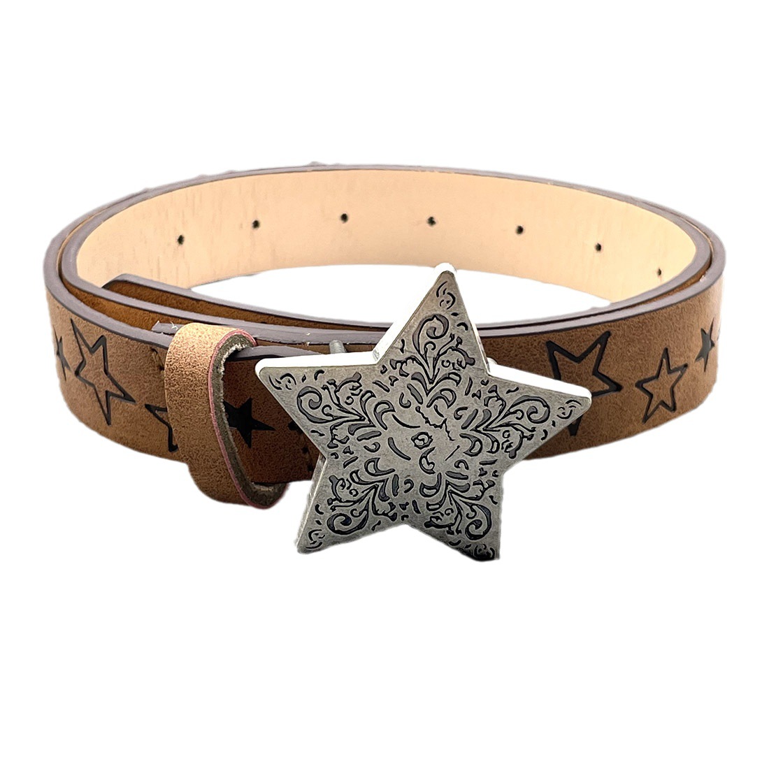 New Millennium Hot Girl Ins Five Pointed Star Pattern Belt For Women, Simple And Versatile Thin Belt Decoration With Skirt, Student Girl Belt_voghion.com