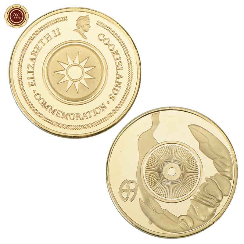 Medalla conmemorativa transfronteriza 12 constelación moneda conmemorativa metal chapado en oro insignia medalla Colección Caja de regalo fábrica al por mayor