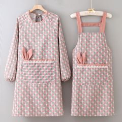 ウサギの耳キャンバスエプロン大きなポケットキッチン家庭用防汚韓国風ファッションスモック大人の作業服新しいスタイル