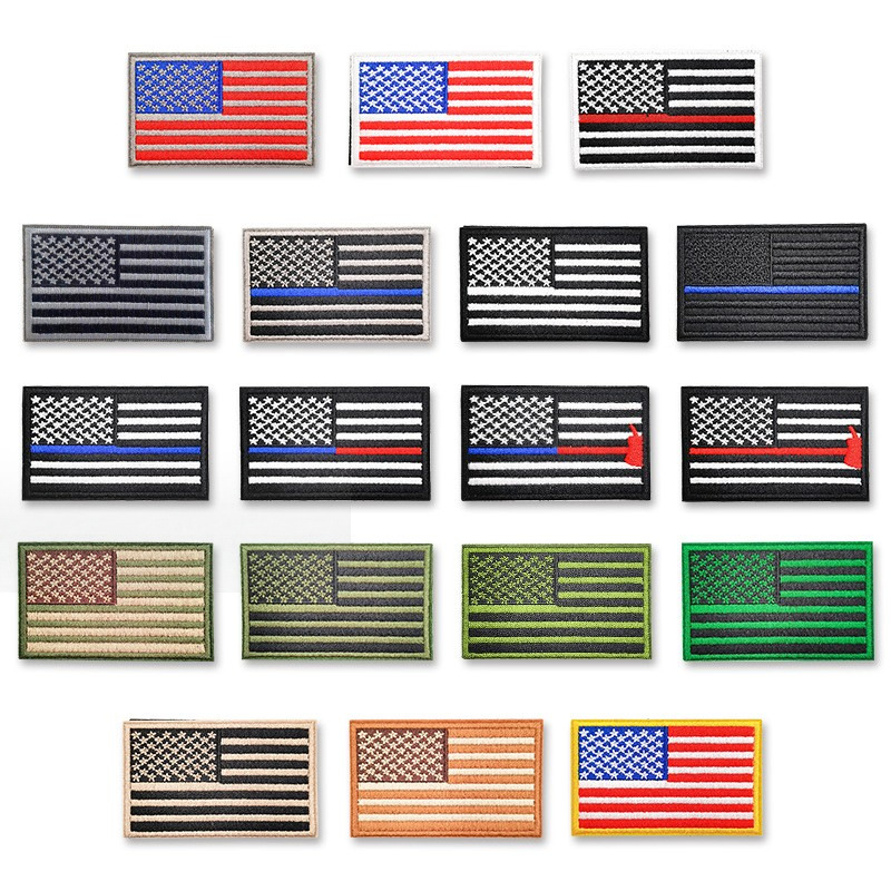 现货美国国旗魔术贴服装刺绣布贴背包电脑绣花贴布毛面补丁贴潮牌