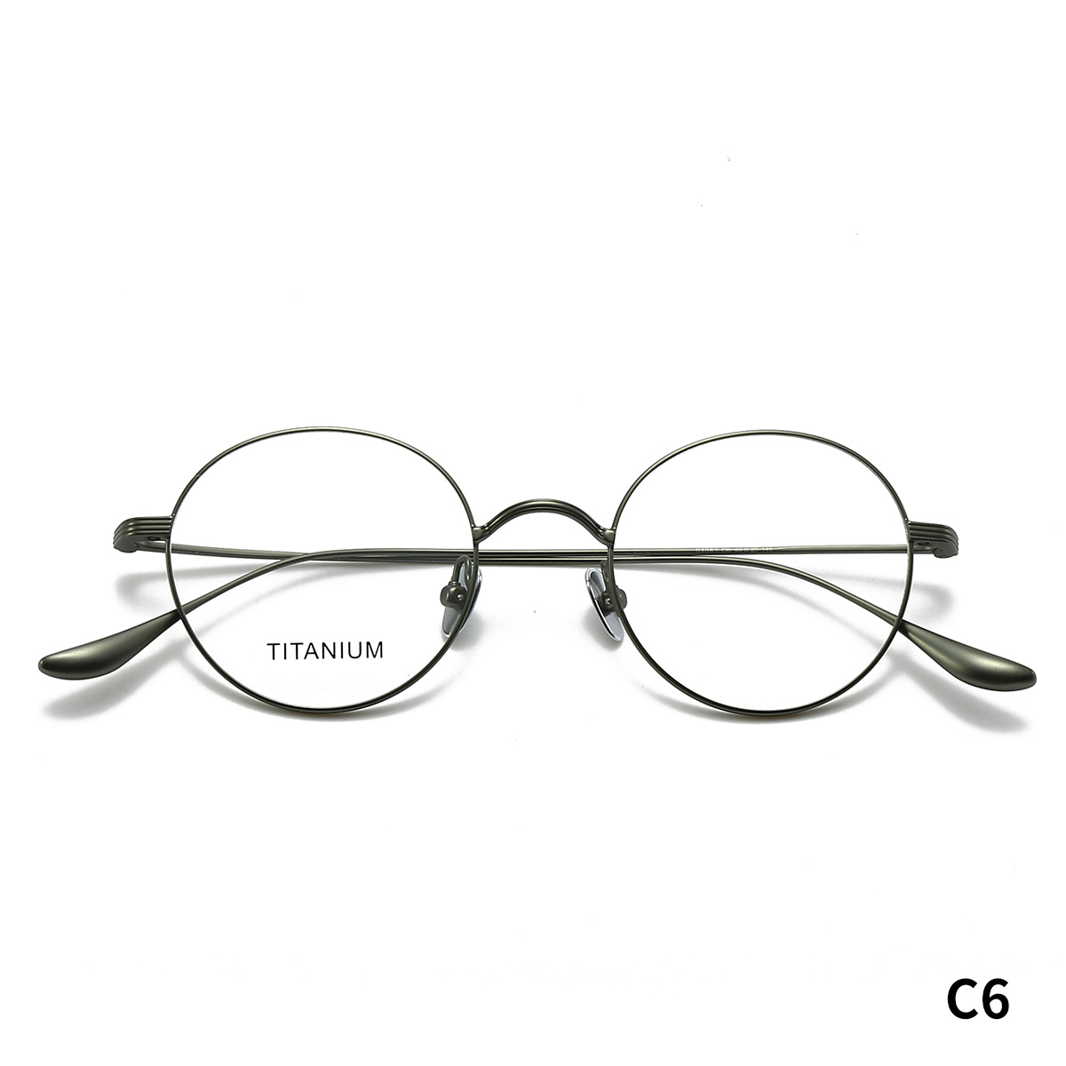 STUDIOMUKU gafas de madera fresca, marco redondo de titanio puro, temperamento ultraligero, marco de gafas versátil.