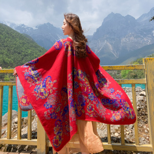 New Hot-Selling Outdoor Travel Hiking Windproof Cape Women's Shawl Ancient Style National Trend Shawl Top