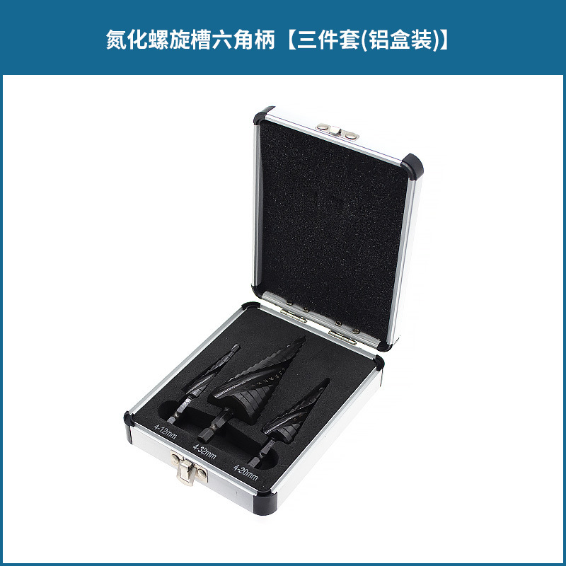 Transfronterizo negro espiral ranura escalera taladro mango hexagonal nitruro acero de alta velocidad métrica pagoda taladro Centro de perforación ponche