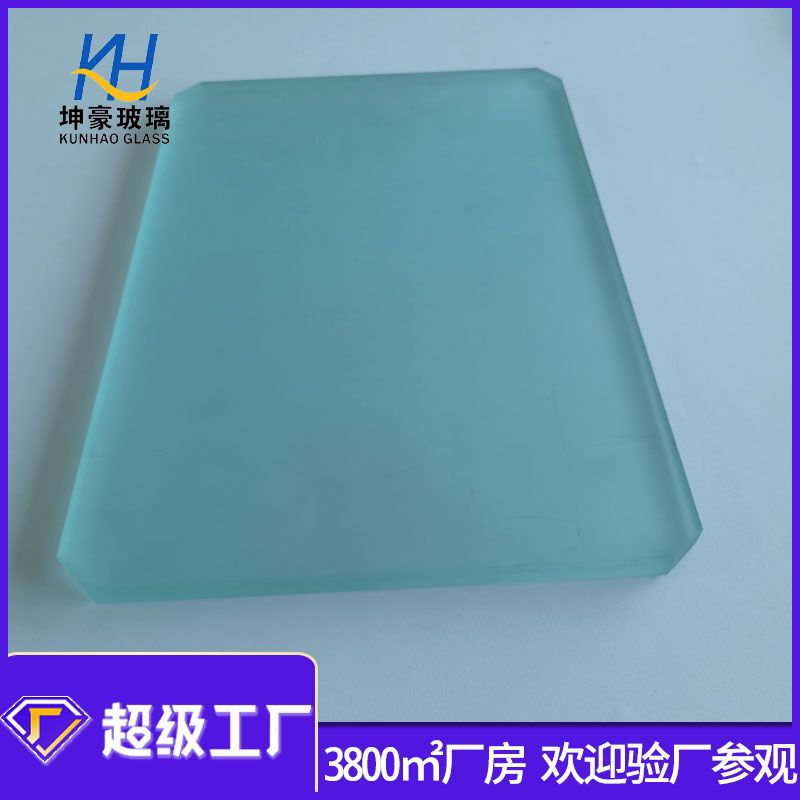 10mm蒙砂钢化玻璃倒C角酸洗钢化玻璃地埋灯防爆钢化玻璃地砖玻璃