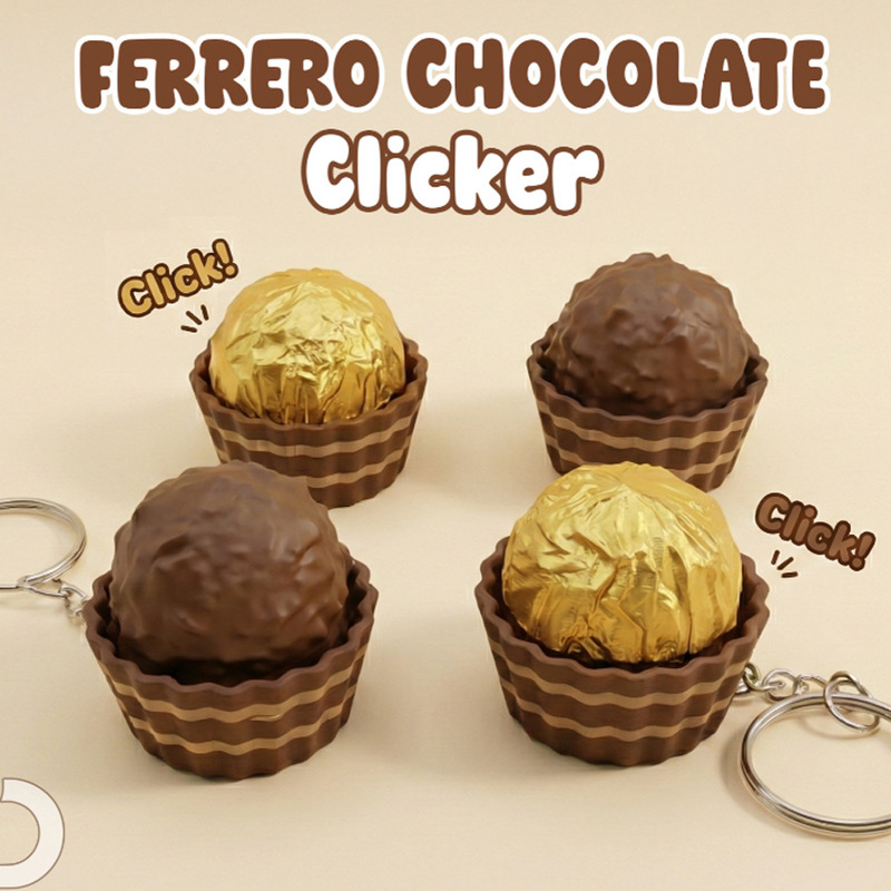 Cross-Border New Product 3D Printed Ferrero Chocolate Clicker Keychain Bag Charm Clicker Fidget
