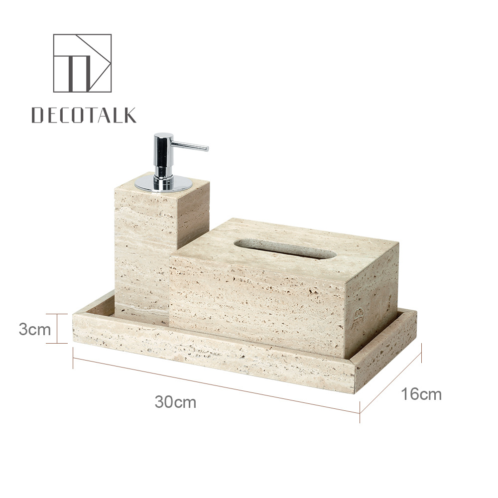 Huangdong Stone Baño de baño de cinco piezas conjunto de lavado conjunto de inodoro de mármol bandeja modelo decoración de la habitación "Viento silencioso"