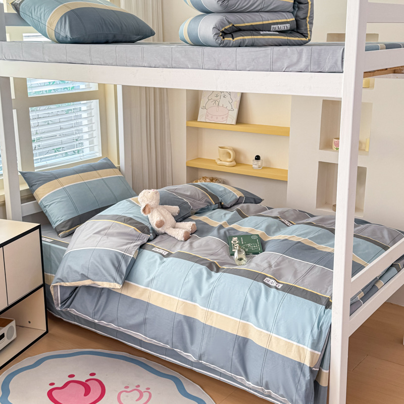 Pure Cotton Student Dormitory Three-Piece Dormitory Bunk Bed Single Pure Cotton Quilt Cover Bed Sheetss Bedding Simple Style 3