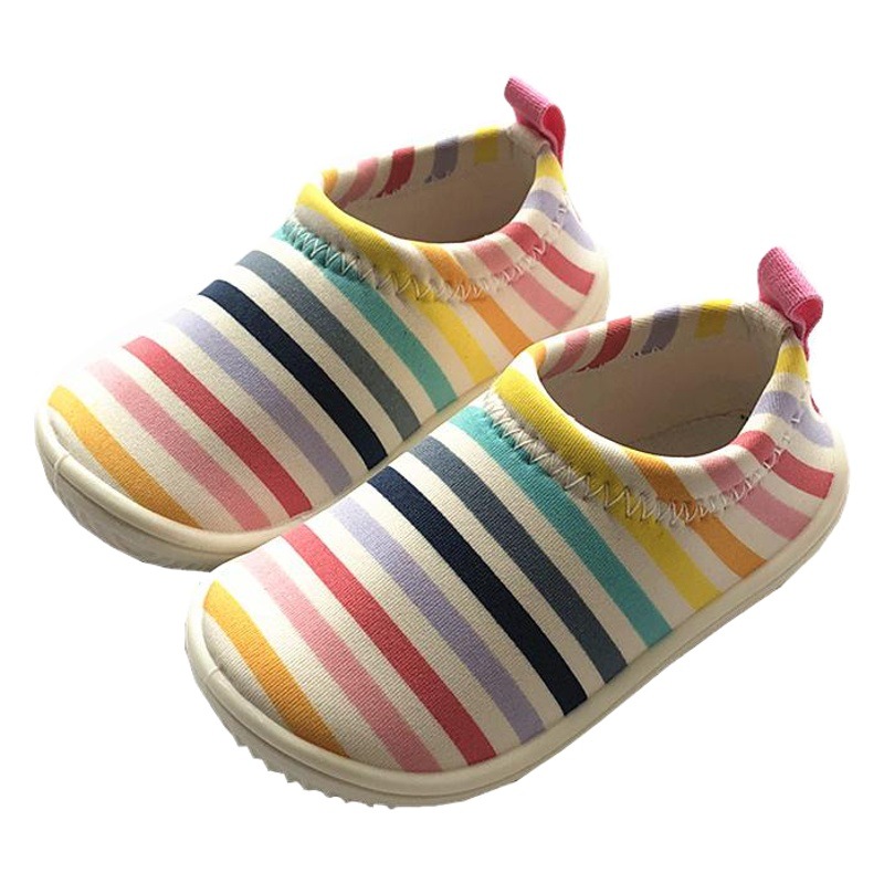 Japanese Single Spring & Fall New Kindergarten Baby Toddler Shoes Kidsren's Elastic Canvas Shoes One-Leg Boys and Girls Shoes