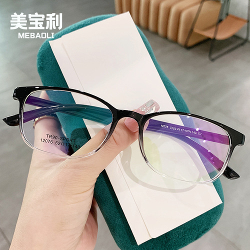 12076 new myopia square frame eye frame TR90 fashionable glasses frame Xiaohongshu same style flat glasses with prescription