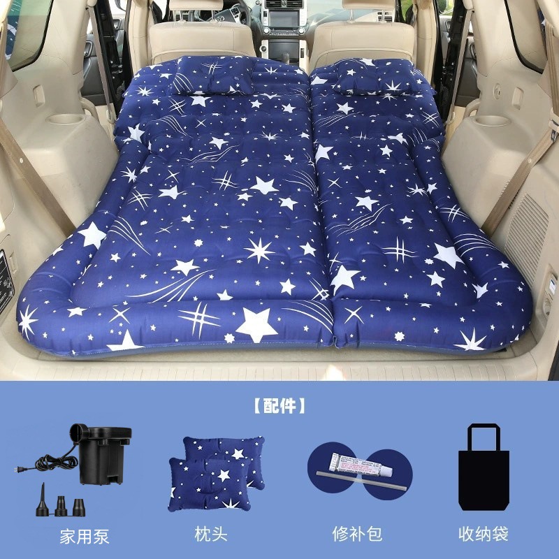 Inflatable Bed Rear: Qìchē Vehicle-mounted inflatable bed - replace-home-pump-suv-honeycomb-oxford-starry-blue