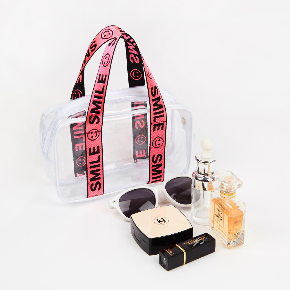 Internet celebridad transparente PVC bolsa de cosméticos de gran capacidad de viaje bolsa de almacenamiento portátil bolsa de playa bolsa de lavado