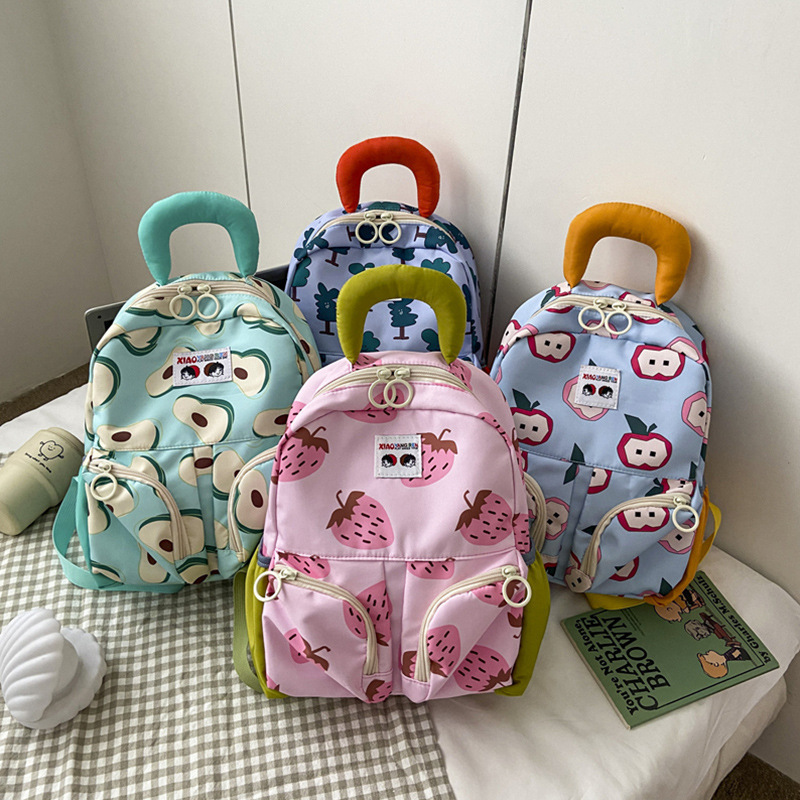 幼兒園書包輕便可愛水果印花雙肩包充棉手提包兒童戶外旅遊背包潮