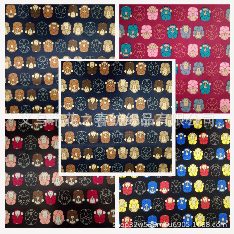 380T防水复合布韩版小猴子印花妈咪母婴包化妆洗漱包牛津面料厂家