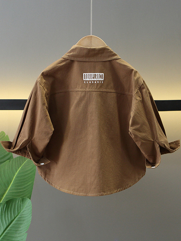7771 camisas para niños 2025 primavera y otoño nuevo estilo coreano chaqueta delgada para niños camisa estilo occidental ropa de primavera guapa