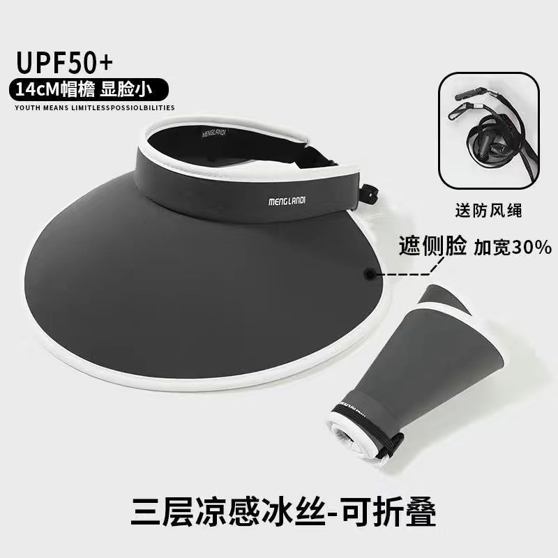 夏の日よけ帽子韓国版空頂太陽帽子ネットレッドのやせ顔日焼け止め帽子屋外紫外線防止携帯帽子|undefined