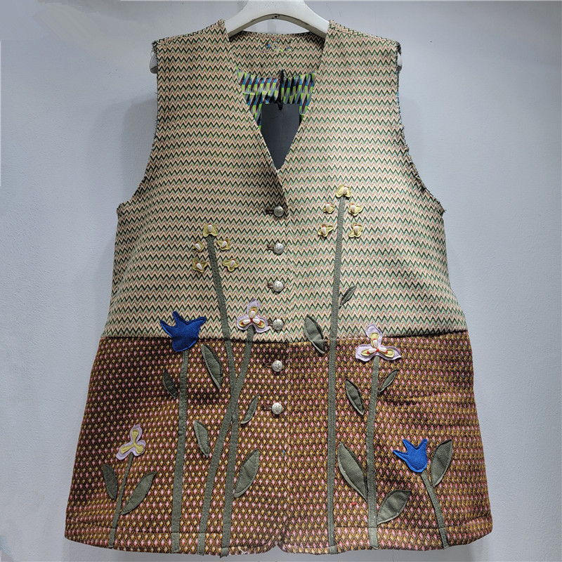 2026 primavera nuevo color marrón contrastante mosaico hecho a mano flor clavos de cuentas chaleco chaqueta chaqueta mujer
