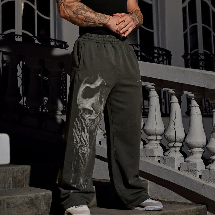 Youngla High Street Sweatpants Joggers Sports Fitness Casual Straight Loose Wide-Leg Pants Long Pants Latte Girl