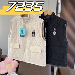 7235 初冬新款 儿童基础休闲拉链马甲外套  童装休闲基础马甲