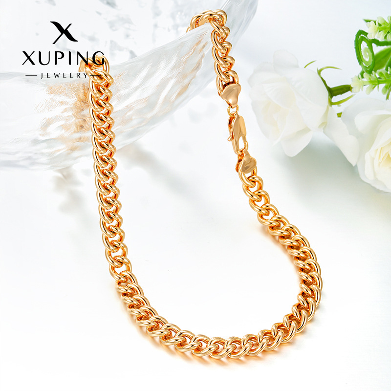 Xuping aleación de cobre chapado 18k Europa y Estados Unidos comercio exterior transfronterizo personalidad simple estilo de la cadena cubana collar para hombres y mujeres