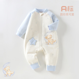 Baby sleeping bag autumn and winter a 40g thin cotton one-piece pajamas baby clothes warm baby kick-proof children's sleeping bag