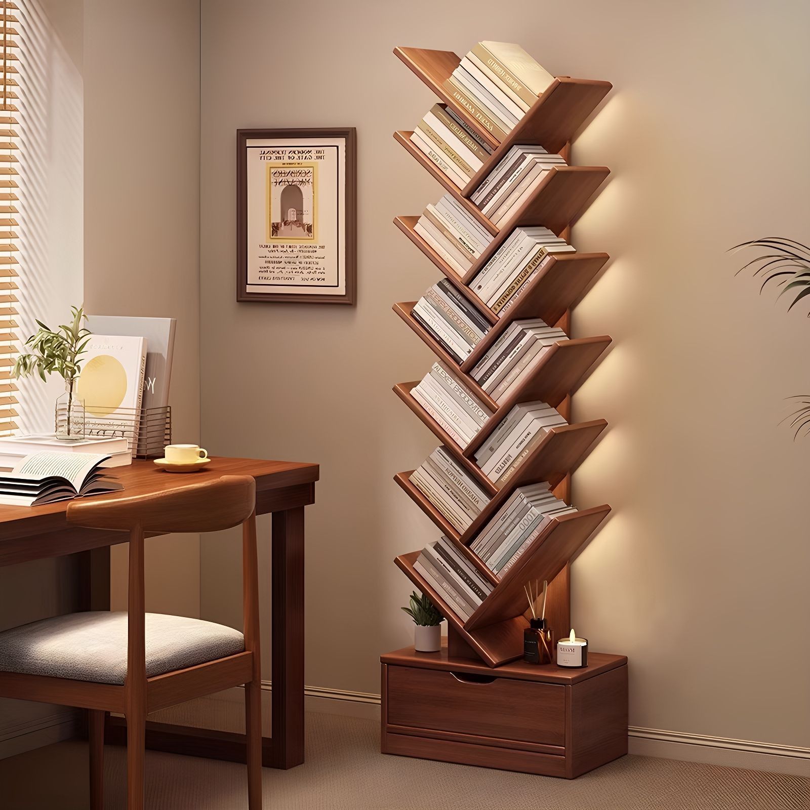 Creative Tree-Shaped Bookshelf Storage Rack Heightened Floor-Standing Simple Storage Wall-Mounted Creative Student Home Living Room Bookcase