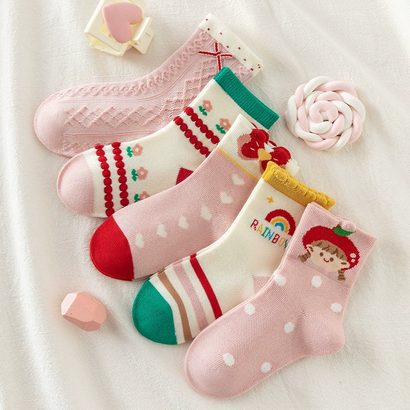 Demi-season children's cartoon socks for men and women, Korean style, mid-length