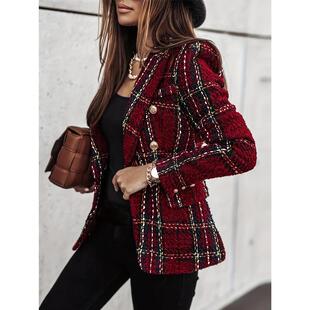 Z 78585 Double Breasted Print Blazer ӡ�����b �羳�W��