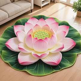 仿真莲花地毯家用跪拜打坐垫子佛堂寺庙禅意地垫客厅荷花异形脚垫