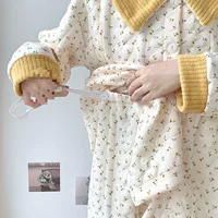Осенний и зимний воздушный хлопчатобумажный костюм весенний и осенний хлопок послеродовой накормки кормление кормящих беременных женщин пижамы материнства домашняя одежда