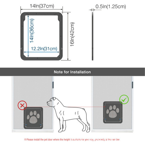 New Small Pet Window Screen Door for Dogs, Paw Print Anti-Bite Screen Door for Small Dogs and Cats, Pet Door for Cats and Dogs