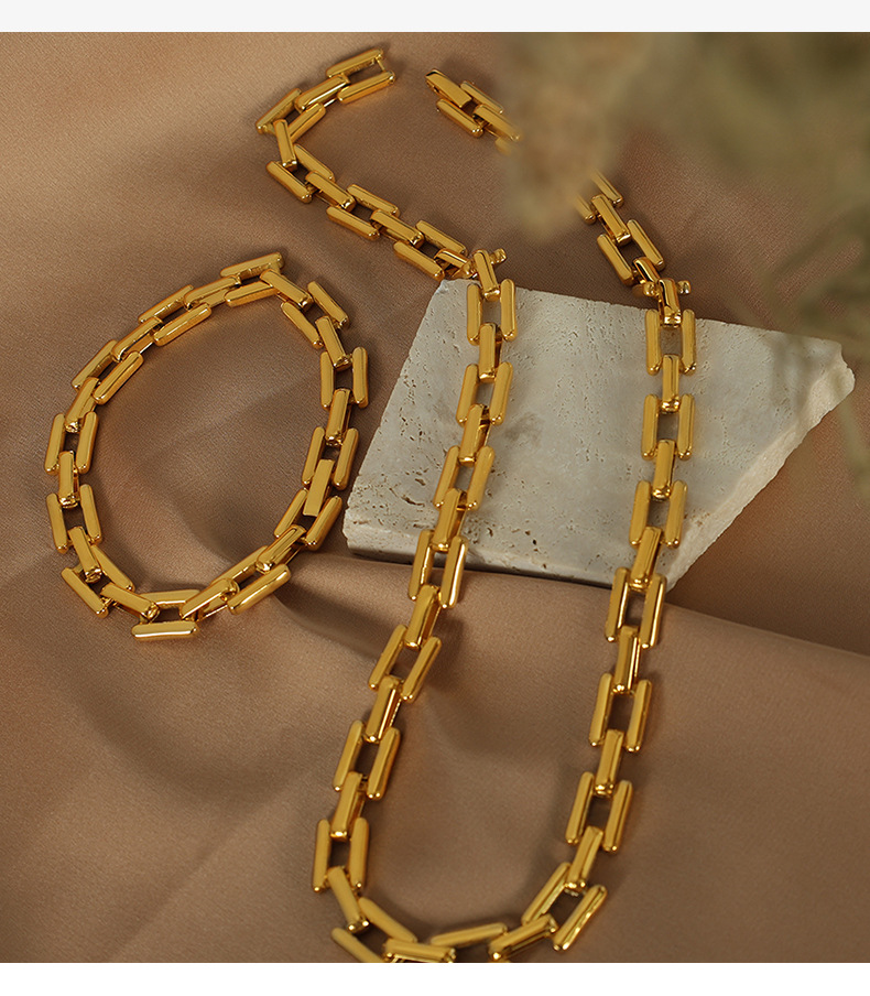 16g Weight 0.03µm-0.05µm Gold Plating Thickness PVD Coated Gold Plating Process Real Gold Plated Plating Material Bracelets, Necklace Classification 1 Piece Quantity Daily Occasion Titanium Steel Material Geometric Pattern Unisex Gender Simple Style Style Waterproof Non Tarnish, Plating Craft PVD Coated Real Gold Plated Geometric Titanium Steel Simple Style Waterproof Non Tarnish Bracelets Necklace 6