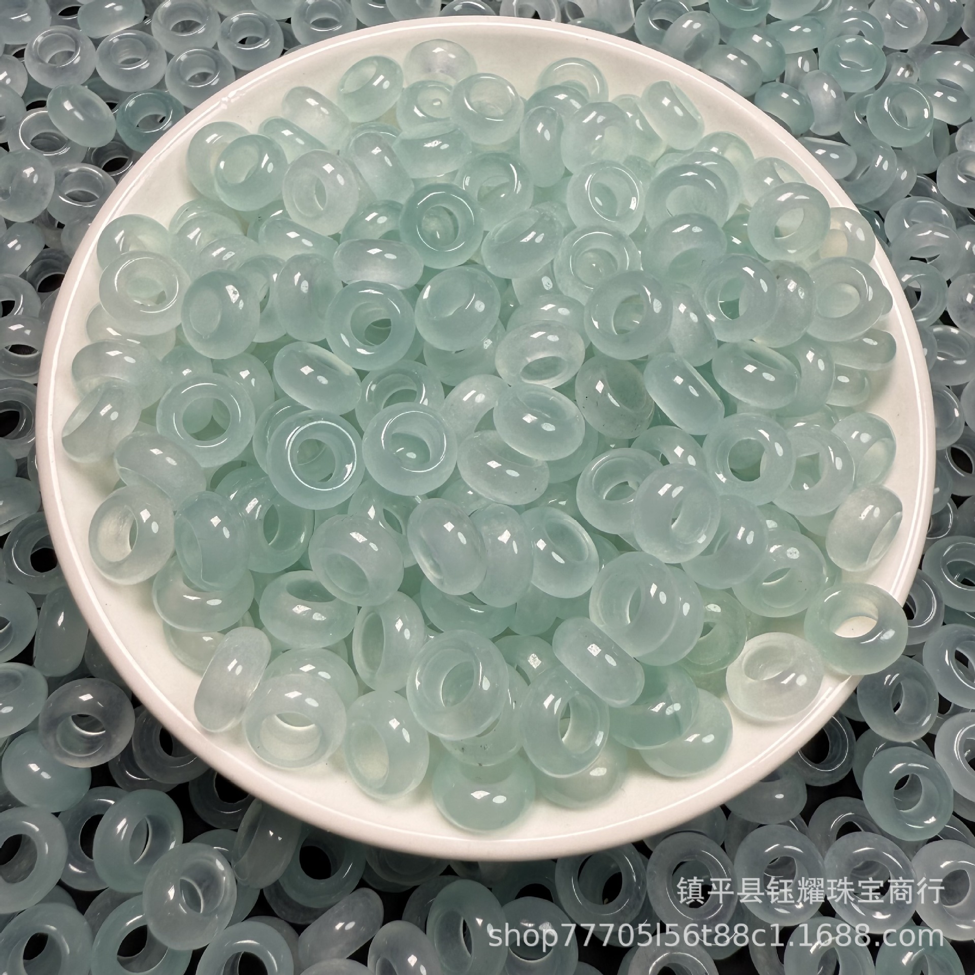 Bashan Jade Ice Clear Bread Ring Jade Beads Jade Ring Accessories...