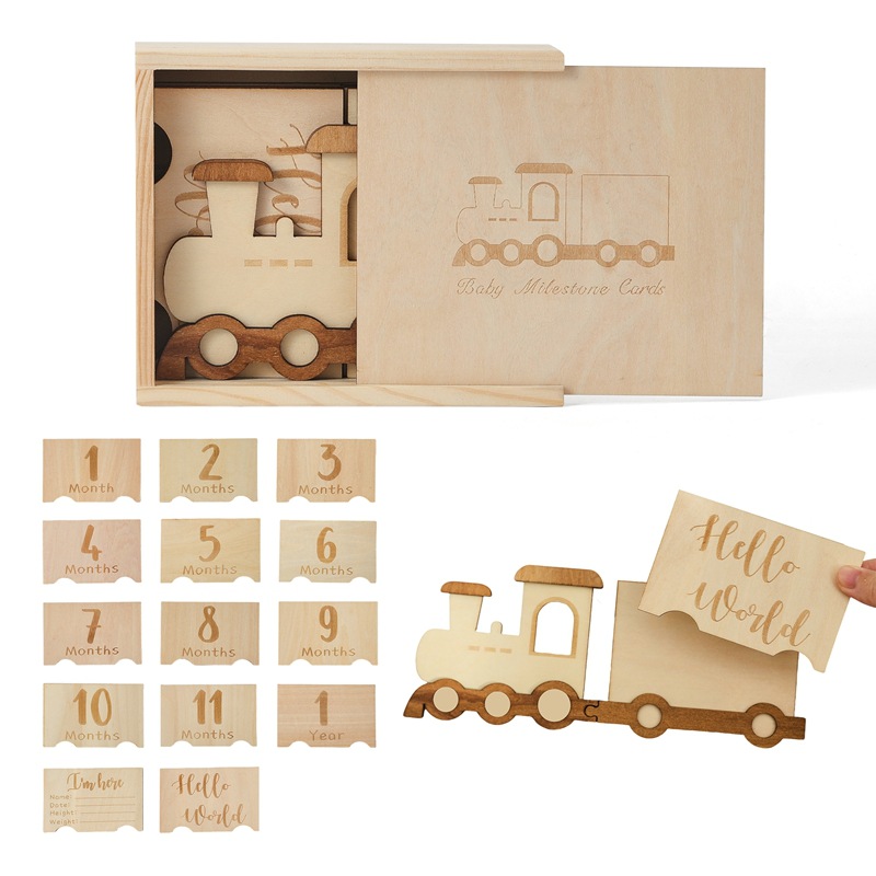 Tren conmemorativo de crecimiento del bebé transfronterizo, hito del tren, accesorios de cumpleaños para niños, decoración, hito de la foto de registro