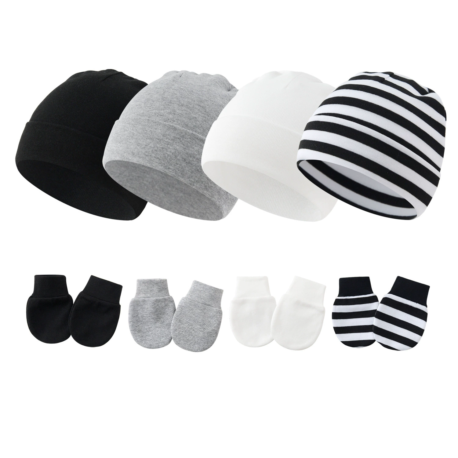 2020 весна осень зима новый детский пуловер Кепка с защитой от царапин перчатки из 2 предметов однотонная шапка для новорожденных